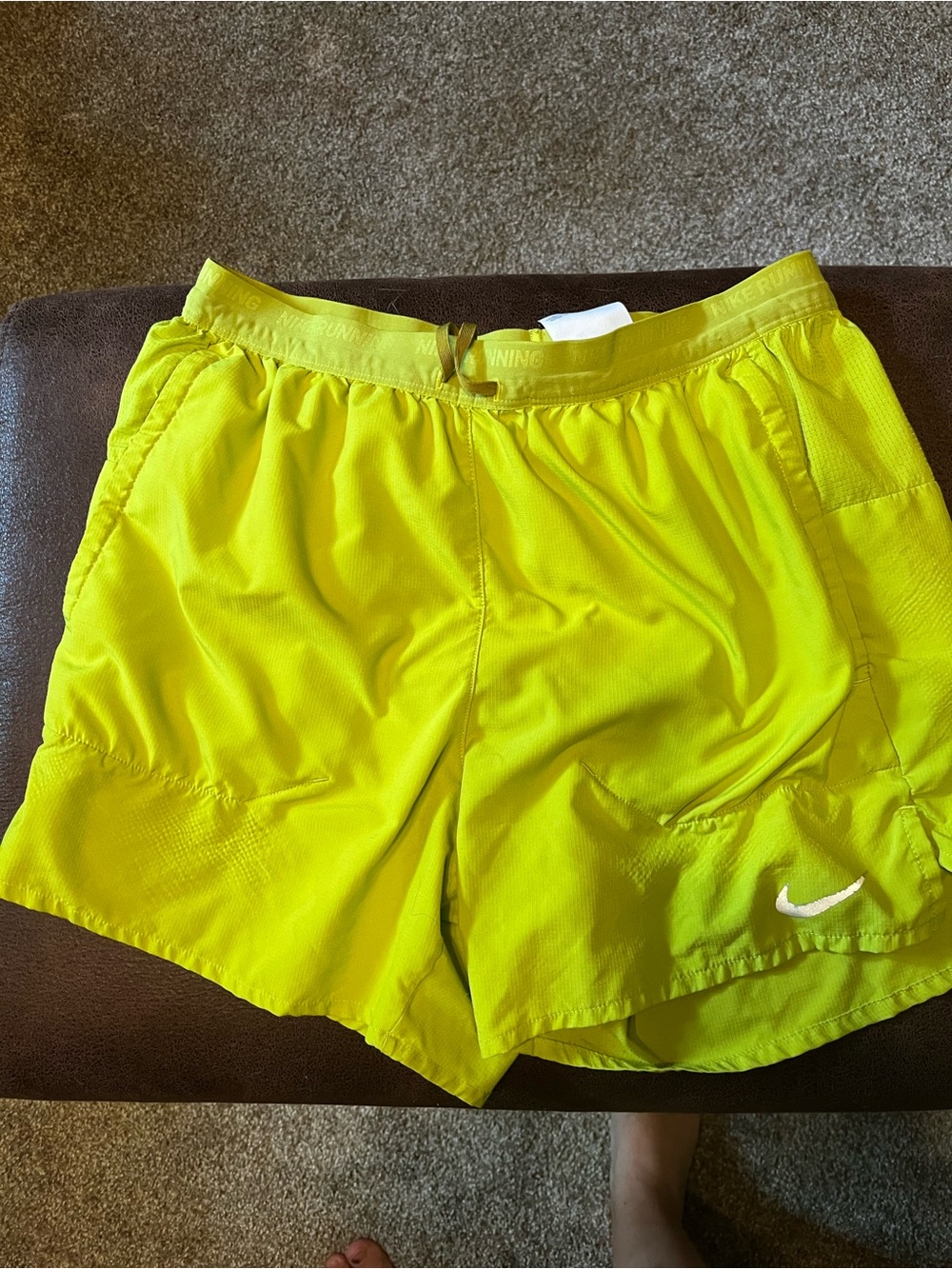 Nike Men’s Neon Yellow Athletic Running Shorts